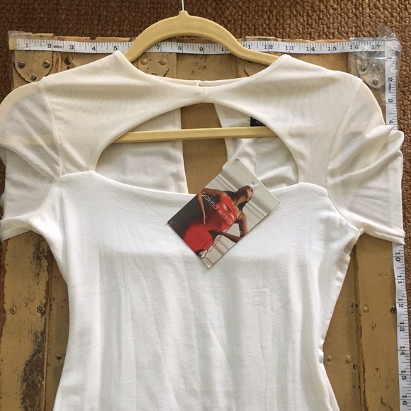 NWT NAKED WARDROBE STRETCH WHITE BODYCON MIDI DRESS M - Picture 10 of 15